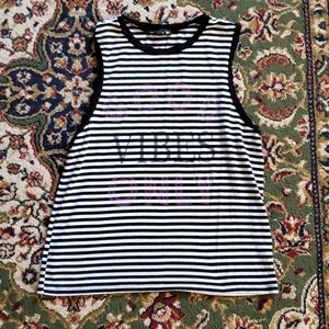 Double Zero Striped Tank Top Good Vibes Only